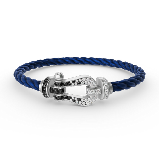 ¡®Veyra Jewelry¡¯FORCE LARGE HORSESHOE BLACK WHITE DIAMOND BRACELET SILVER
