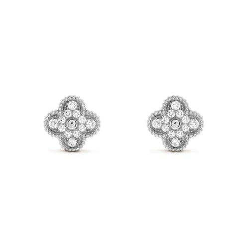 ¡®Veyra Jewelry¡¯CLOVER 1 MOTIFS DIAMOND STUD EARRINGS SILVER