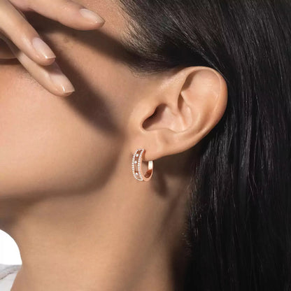 [Veyra Jewelry]Diamond Pave_ Hoop Earrings Move