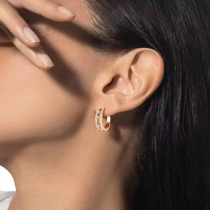 [Veyra Jewelry]Diamond Pave_ Hoop Earrings Move
