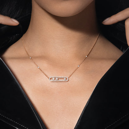 [Veyra Jewelry] Move Pave_ Rose Gold Diamond Necklace