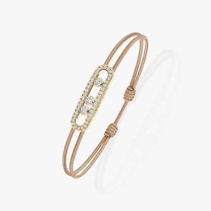 [Veyra Jewelry]Care(Medium-3.5mm) pink cord pavé bracelet