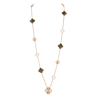 [Veyra Jewelry]DETACHABLE CLOVER 15(11+4) FLOWER ROSE GOLD NECKLACE SET