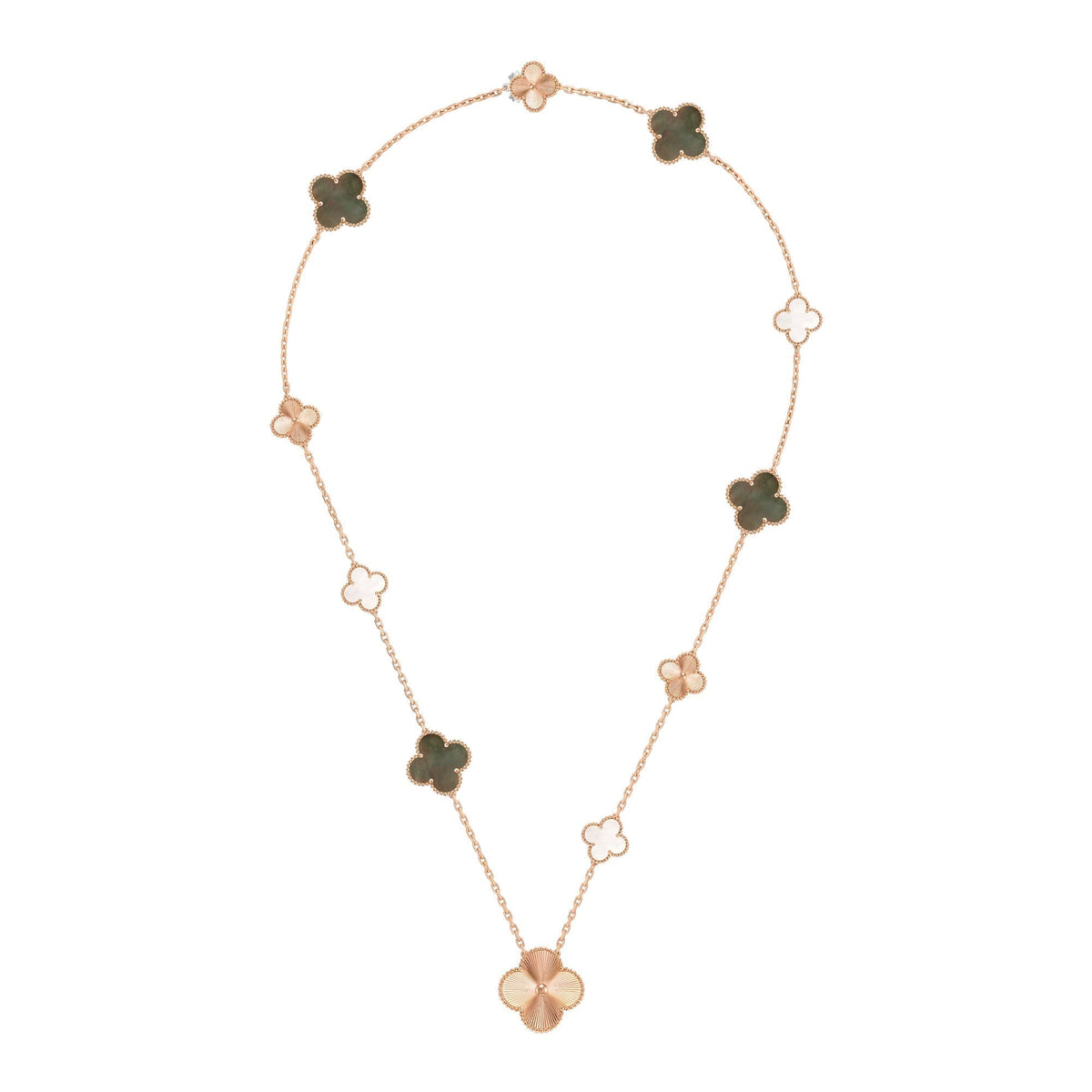 [Veyra Jewelry]DETACHABLE CLOVER 15(11+4) FLOWER ROSE GOLD NECKLACE SET