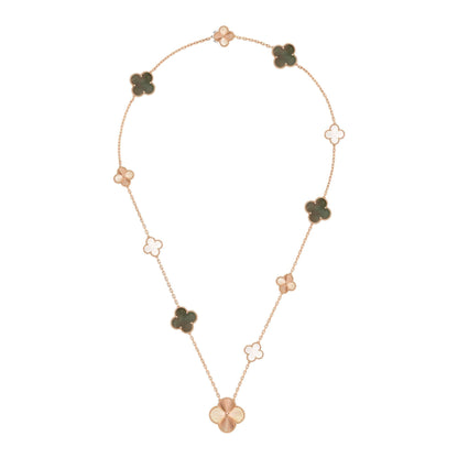 [Veyra Jewelry]DETACHABLE CLOVER 15(11+4) FLOWER ROSE GOLD NECKLACE SET