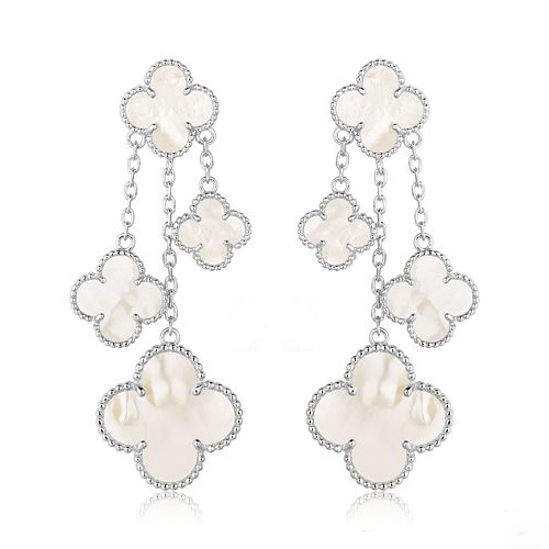 ¡®Veyra Jewelry¡¯CLOVER EARRINGS WHITE MOP 4 MOTIFS SILVER