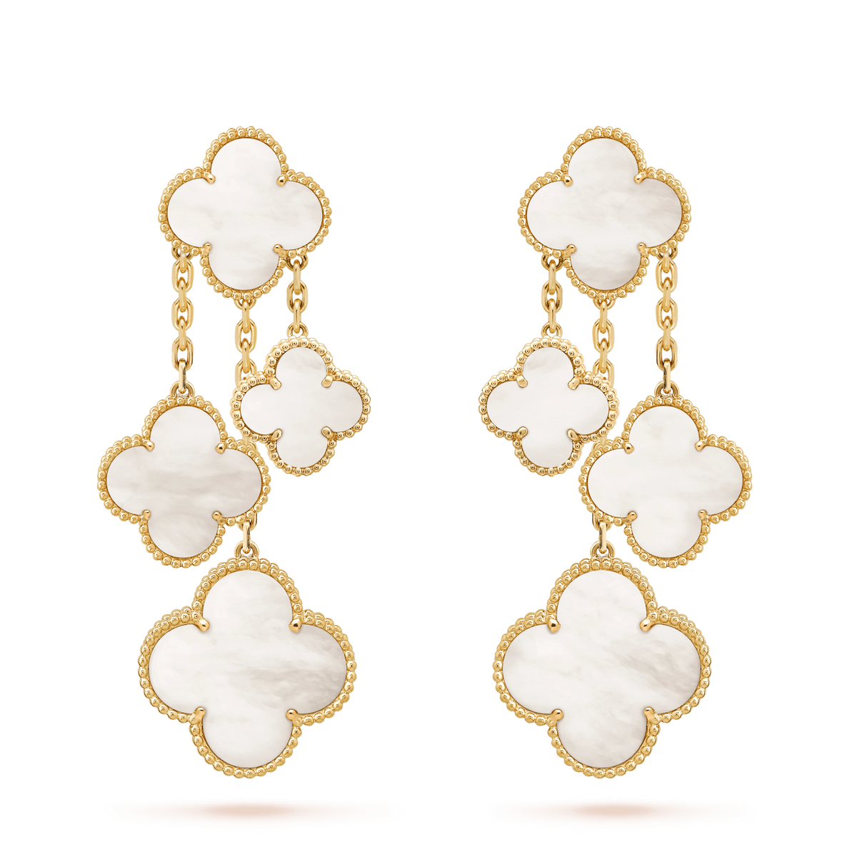 ¡®Veyra Jewelry¡¯CLOVER EARRINGS WHITE MOP 4 MOTIFS GOLD