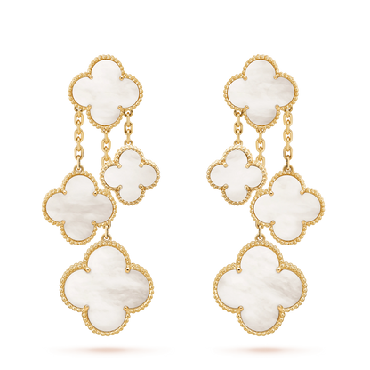 ¡®Veyra Jewelry¡¯CLOVER EARRINGS WHITE MOP 4 MOTIFS GOLD