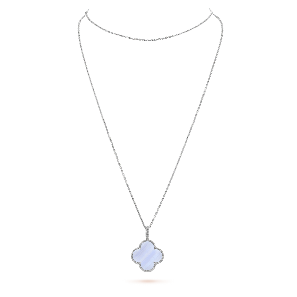 ¡®Veyra Jewelry¡¯CLOVER SILVER CHALCEDONY BIG CLOVER NECKLACE