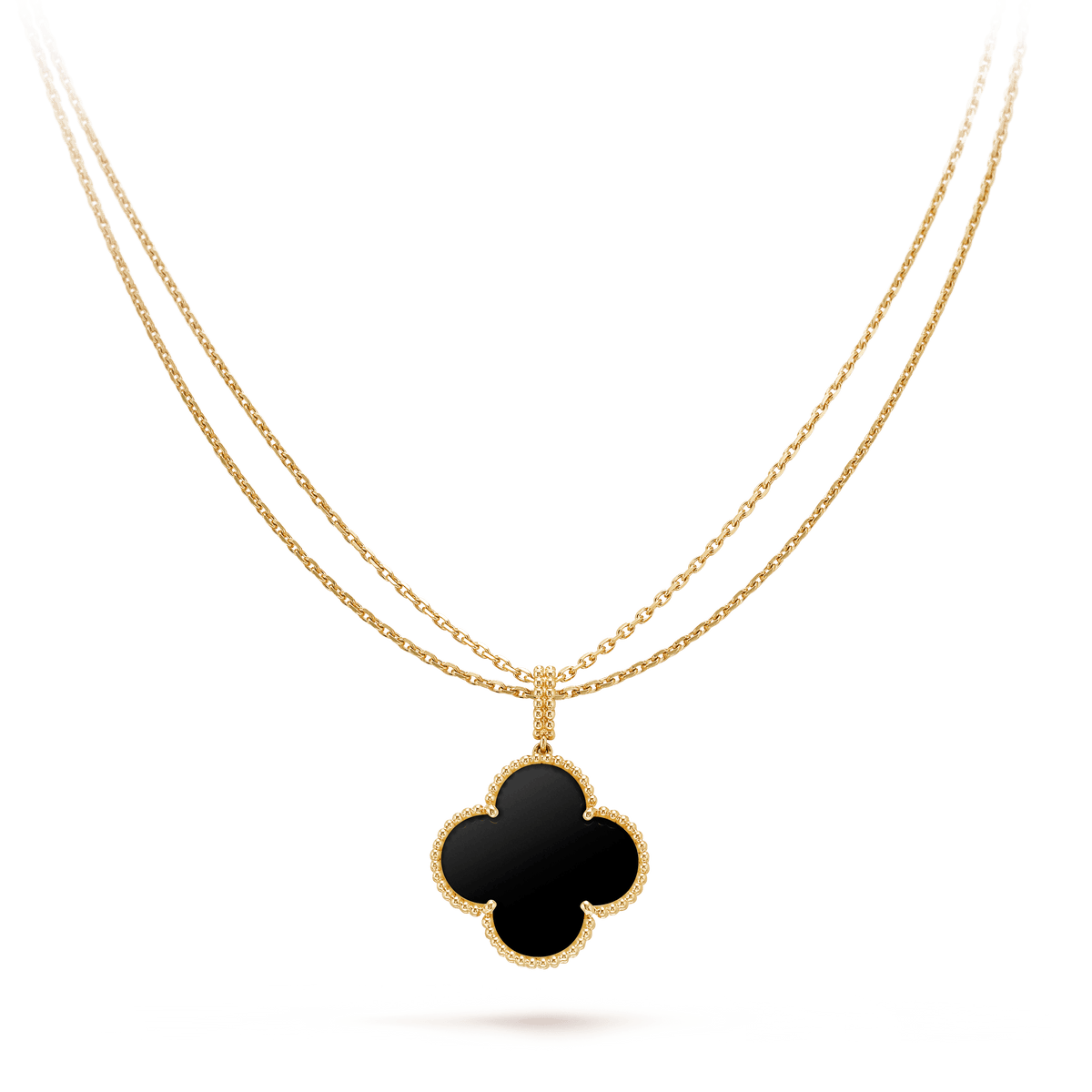 ¡®Veyra Jewelry¡¯CLOVER 25MM GOLD ONYX BIG CLOVER NECKLACE