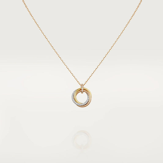 ¡®Veyra Jewelry¡¯TRINITY NECKLACE SILVER GOLD PINK GOLD DIAMONDS