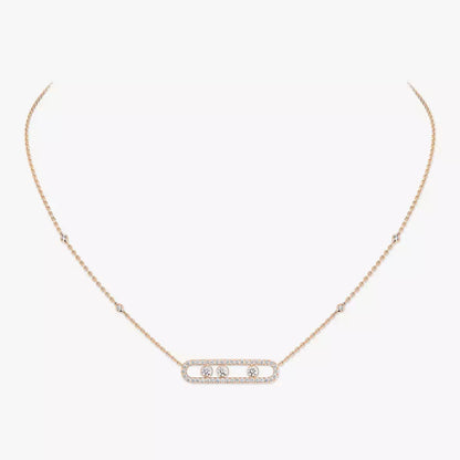 [Veyra Jewelry] Move Pave_ Rose Gold Diamond Necklace