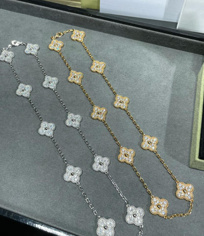 [¡®Veyra Jewelry¡¯]CLOVER 10 MOTIFS FULL DIAMOND NECKLACE