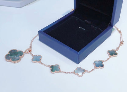 ¡®Veyra Jewelry¡¯COMBINED BRACELET 5 MOTIFS AND NECKLACE DARK MOP ROSE GOLD