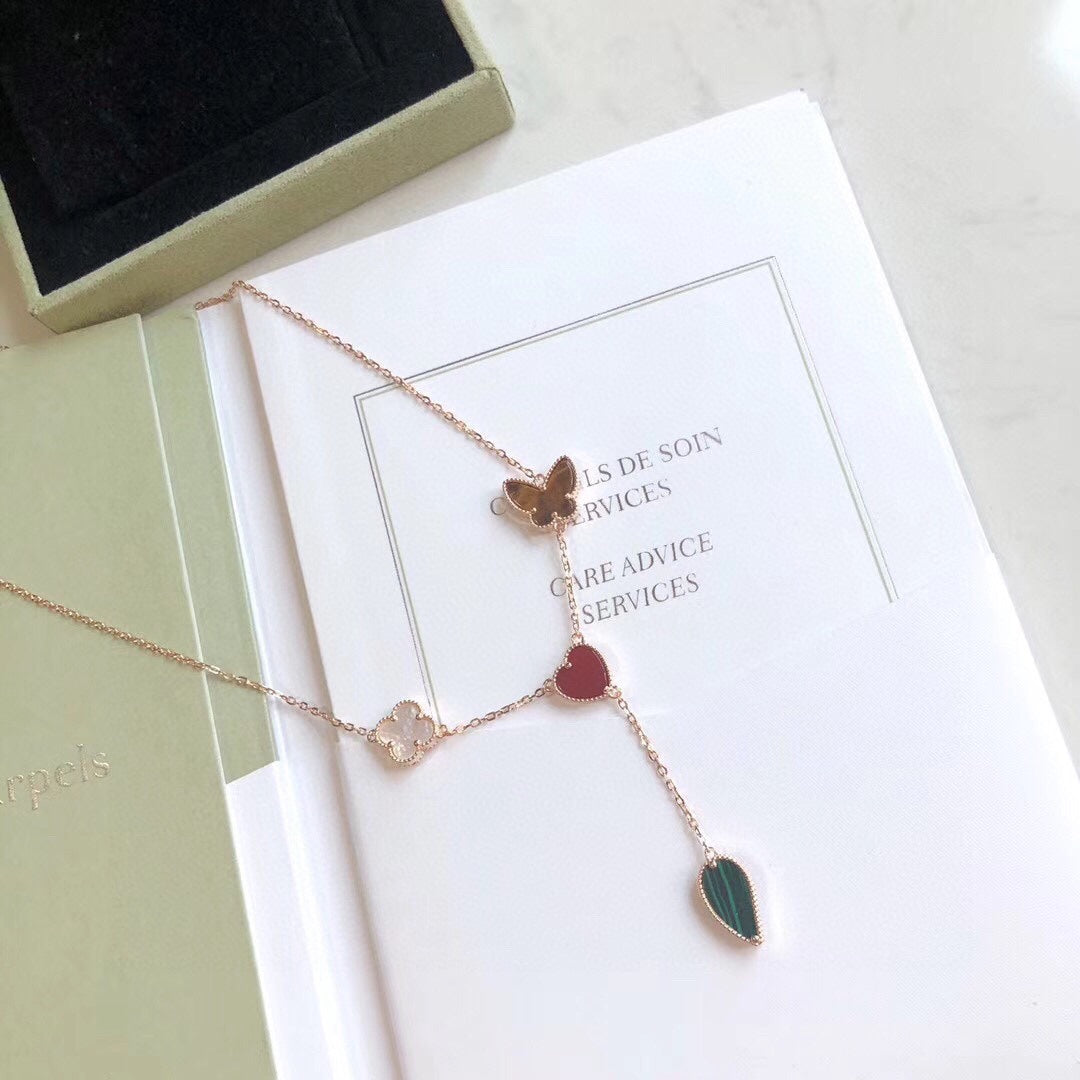 ¡®Veyra Jewelry¡¯LUCKY SPRING 4 MOTIFS ROSE GOLD NECKLACE