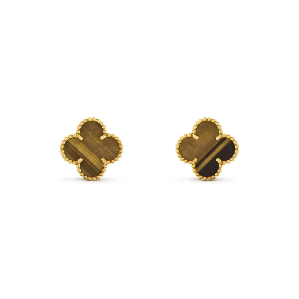 ¡®Veyra Jewelry¡¯CLOVER MEDIUM 1 MOTIFS TIGER EYE EARRINGS