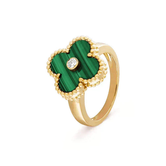 ¡®Veyra Jewelry¡¯CLOVER MALACHITE RING GOLD DIAMOND