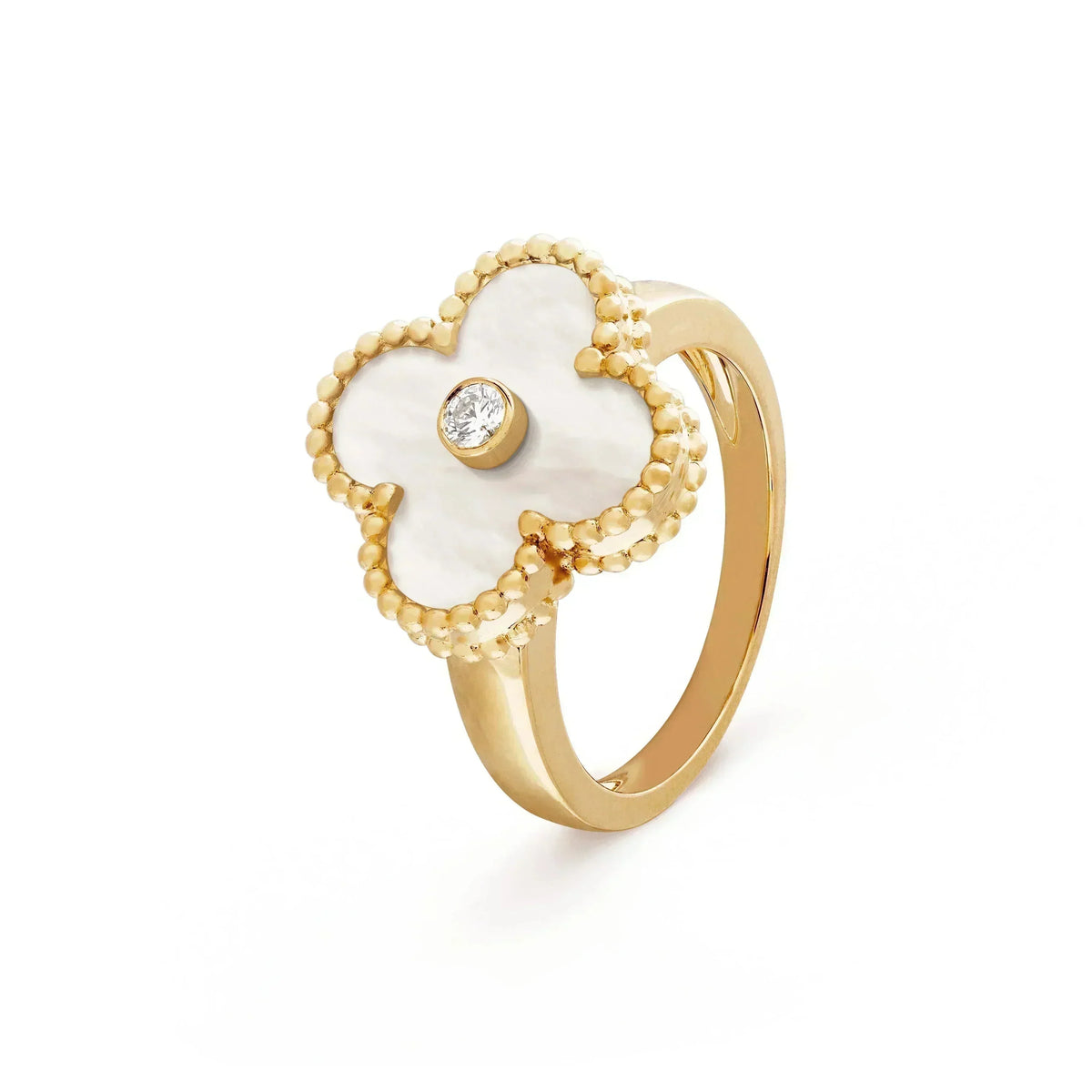 ¡®Veyra Jewelry¡¯CLOVER PINK MOP RING GOLD DIAMOND