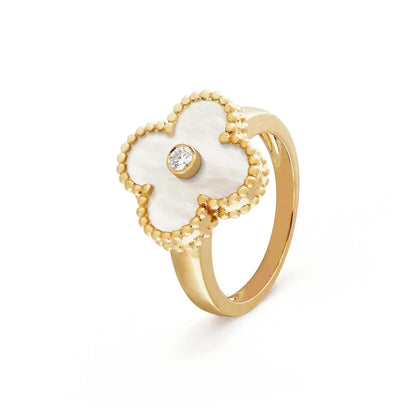 ¡®Veyra Jewelry¡¯CLOVER PINK MOP RING GOLD DIAMOND